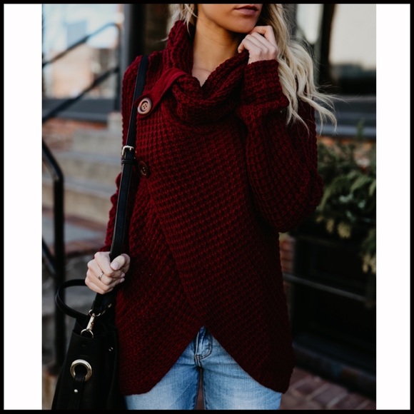 Button Cowl-Neck Sweater - Picture 4 of 7